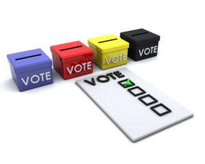 3D render of election day ballot boxes
